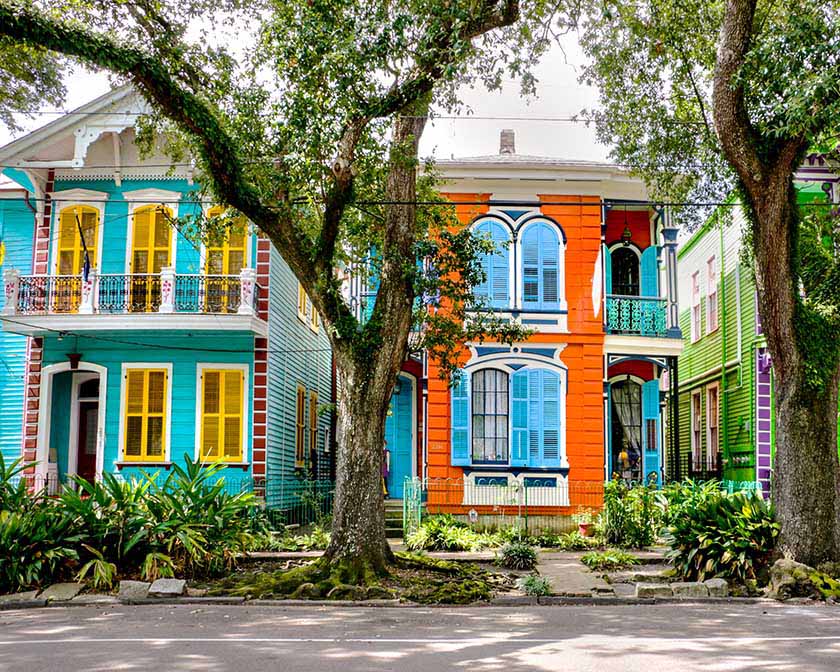 Colourful Creole cottages, New Orleans