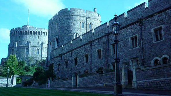 The Windsor Castle under moody lighting.