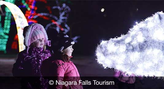 Kids at the Niagara winter festival of lights