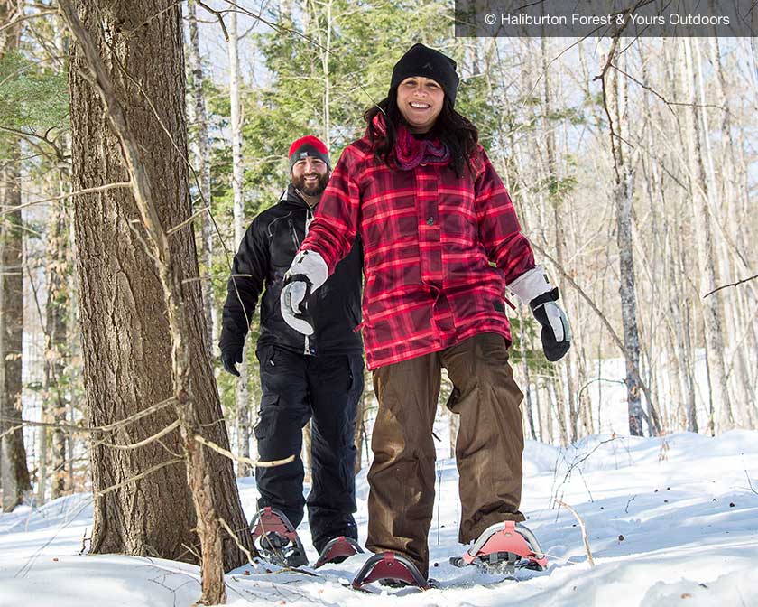 Couple winter hiking