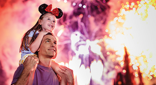 Girl wearing Minnie ears at Disney