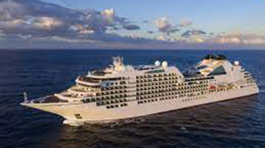 Seabourn cruise ship on the ocean.