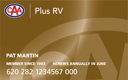 Gold CAA Plus RV Membership card
