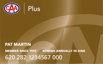 Gold CAA Plus Membership card