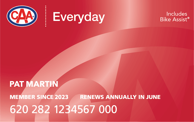 A red CAA Everyday membership card