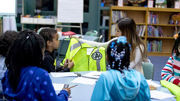 Focus group with students from H.J. Alexander Public School to get their feedback on the CAA School Safety Patrol uniform/vest redesign. 