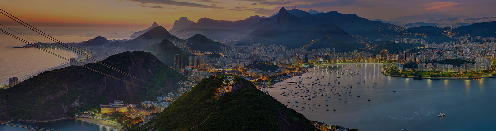 Sunset in Rio de Janeiro, Brazil on the Sugar Loaf Mountain.